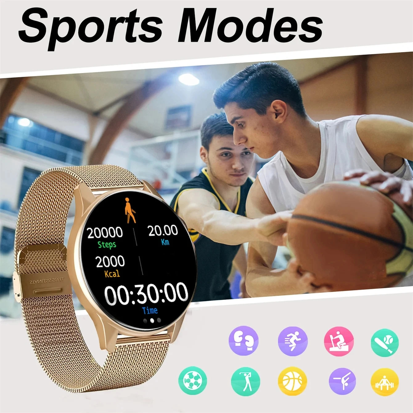 New Global Smartwatch for Android/IOS Phone Wireless Call Answer Heart Rate Blood Pressure Monitoring Message Push for Men Women