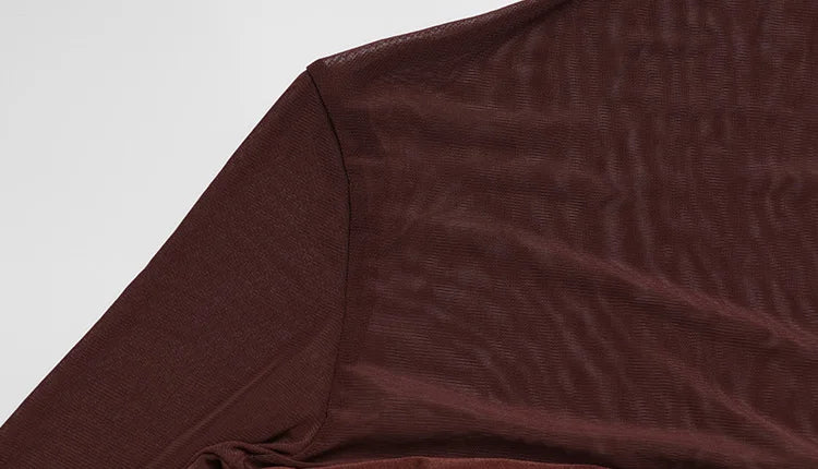 CNYISHE Mesh Patchwork Solid O Neck Women Dresses Autum Sheer Sexy Club Long Sleeve Hip Wrap Bodycon Fashion Female Streetwear