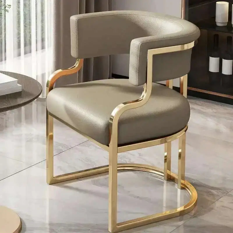 Luxury golden Dining Chairs wrought Iron Backrest Armchair Kitchen Modern Dining Room Furniture Home Bedroom Salon Makeup Chair