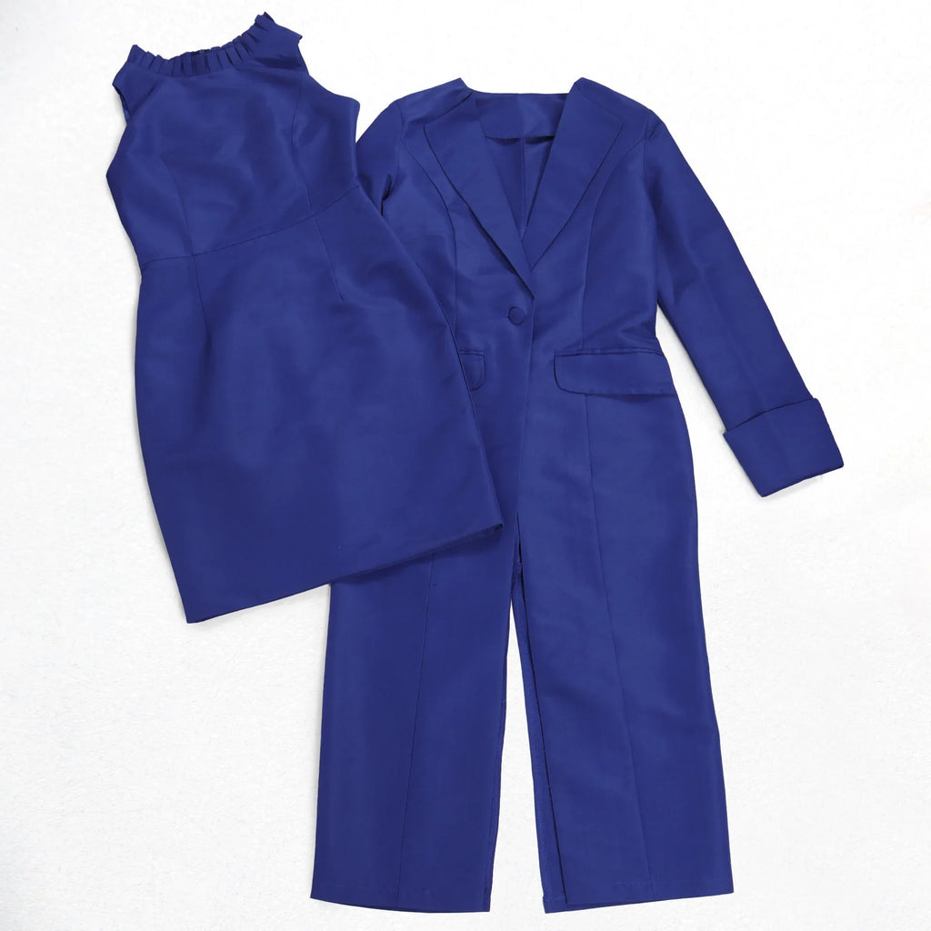 Women's Set Full Sleeve Long Blazer Coat+ Long Dress Suit  Winter Streetwear Two 2 Piece Set Africa OL Work Outfits