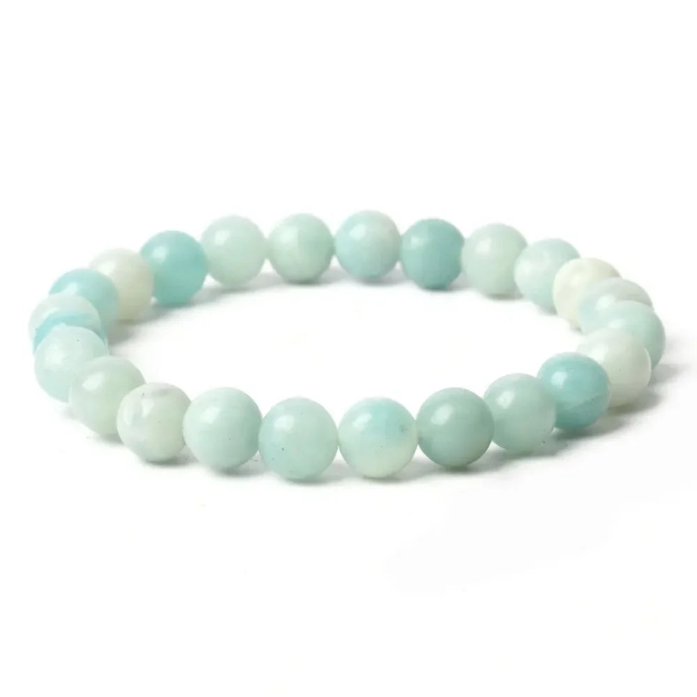 Natural Stone Round Beads Bracelet Rose Quartz Chakra Healing Crystal Elastic Stretch Bangle For Women Men Jewelry Gift