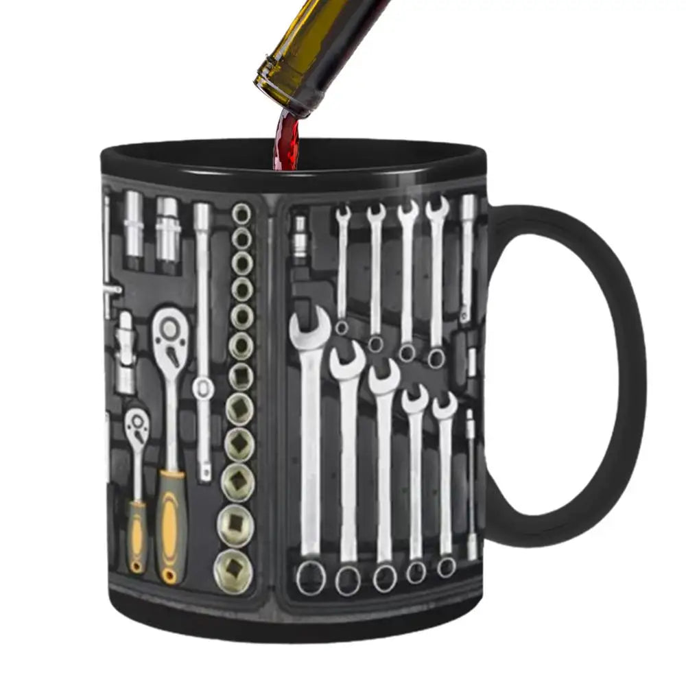 Mechanic Black Mug Black Ceramic Coffee Cup For Mechanics Large Toolbox Coffee Cup Tea Mug For Water Whiskey Soup Juice Wine