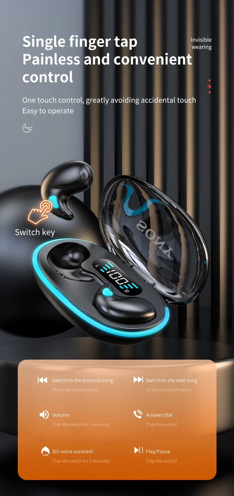 Original SONY X55 Wireless Sleep Earphone Noise Reduction Invisible Earphone Sleeping Headset Bluetooth Sport Headphones Earbuds