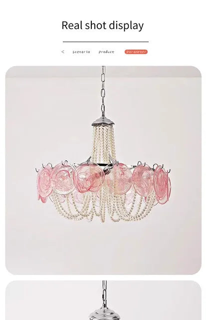 French Round  Murano Glass Chandelier led Pearl lamp for Living Dining Room Bedroom Kitchen Hanging Lamps indoor Hanging lamp
