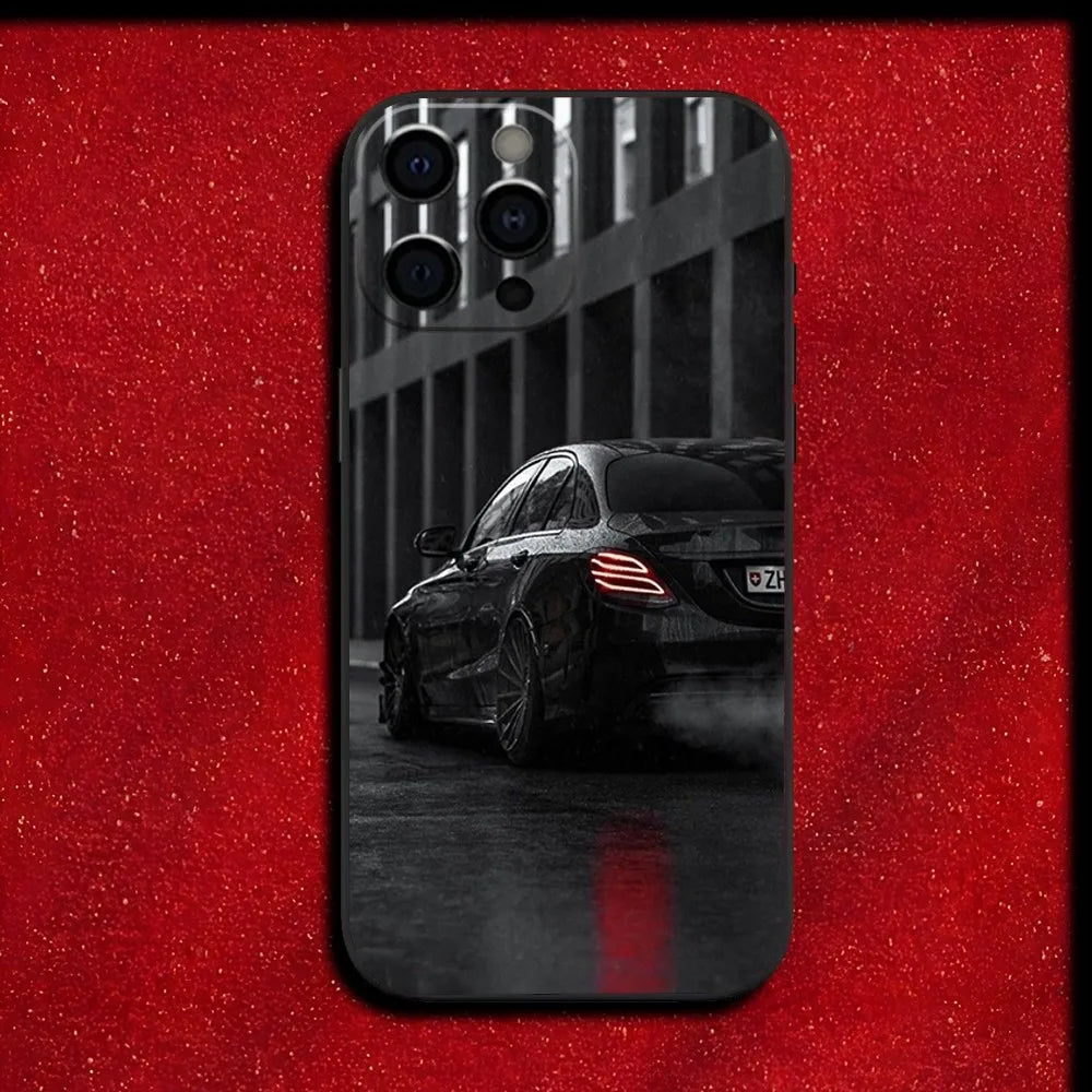 Sport Car M-Mercedes Phone Case For iPhone 16,15,14,13,12,11,Pro,XS,Max,XR,Plus,Mini Soft Black Cover