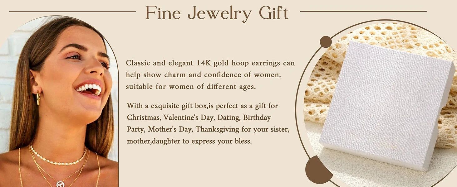 Drperfect 14K Gold Plated Chunky Hoop Earrings for Women Hypoallergenic Silver Needle Lightweight Large Hoops Earrings Jewelry