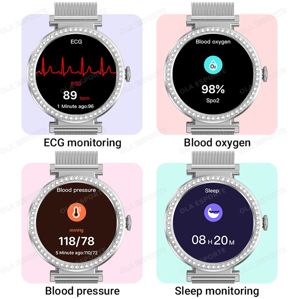 New ECG Monitor Smartwatches Bluetooth Call Heart Rate Blood Pressure/Oxygen Sleep Monitor Waterproof Sports Smart Watch Women