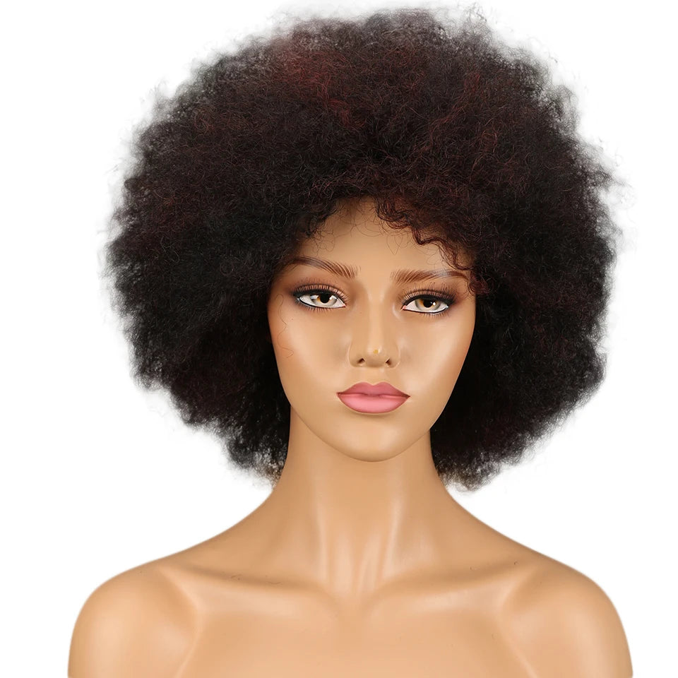 Brazilian Afro Kinky Curly Bob Wigs P4/30# 200% Density Remy Human Hair Wigs Brown Color P2/33# F1B/99J Wigs With Bang For BlacK