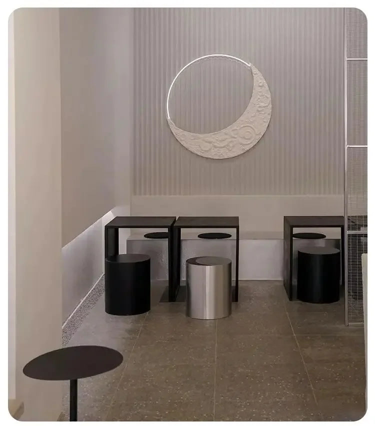 Nordic Creative Stainless Steel Dining Stool Home Light Luxury Living Room Sofa Side Table Balcony Storage Coffee Tables