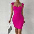 Sweetheart Neck Bodycon Dress  Party Wear Solid Sleeveless Dress  Women's Clothing