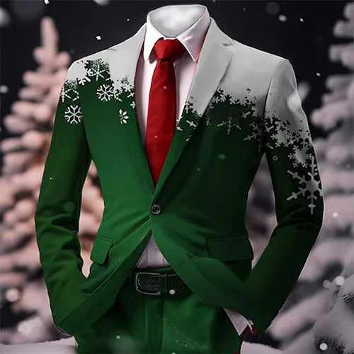 Christmas Outfit Men New Year Suit with Tie Long Sleeve Jacket Xmas Event Costume Fashion Carnival Party Coat Adult 2025 New
