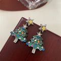 Christmas Series Simple Advanced Rotating Christmas Tree Star Pendant Earrings Women's Creative Personalized Girl Gifts