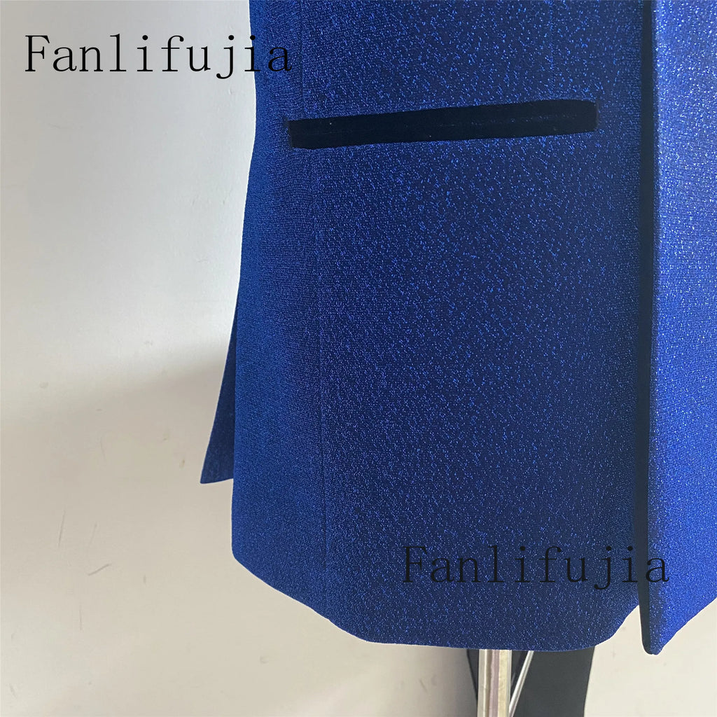 Fanlifujia Luxury Red Glitter Suits Men Groom Wedding Tuxedo Double Breasted Blazer Formal Evening Party