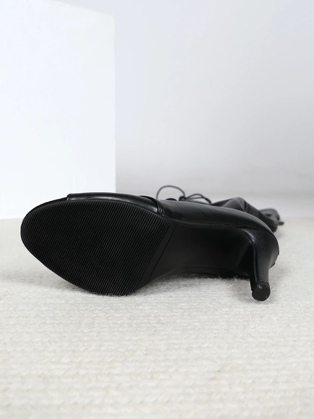 Black High Women Heels Soft Peep Toe Boots Stilettos Jazz Dance Over the Knee Shoes for Latin Dancing Big Size, match with women's dress