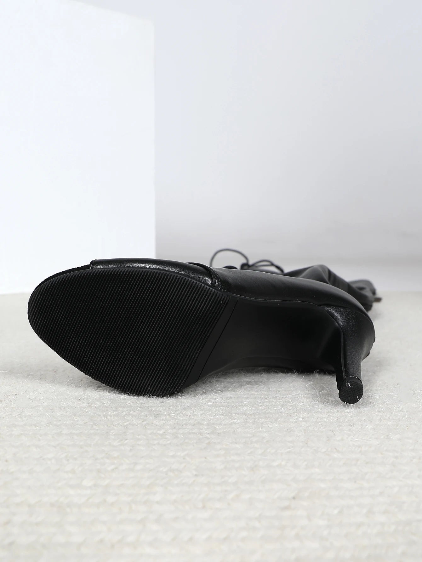 Black High Women Heels Soft Peep Toe Boots Stilettos Jazz Dance Over the Knee Shoes for Latin Dancing Big Size, match with women's dress