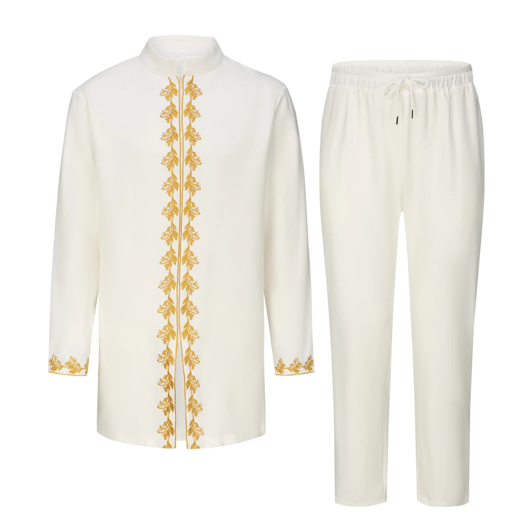 2025 New African Traditional Men's Suit Fashion Luxury Men's Suit Casual Loose Two Piece Set Holiday Wedding Men's Suit Kaftan