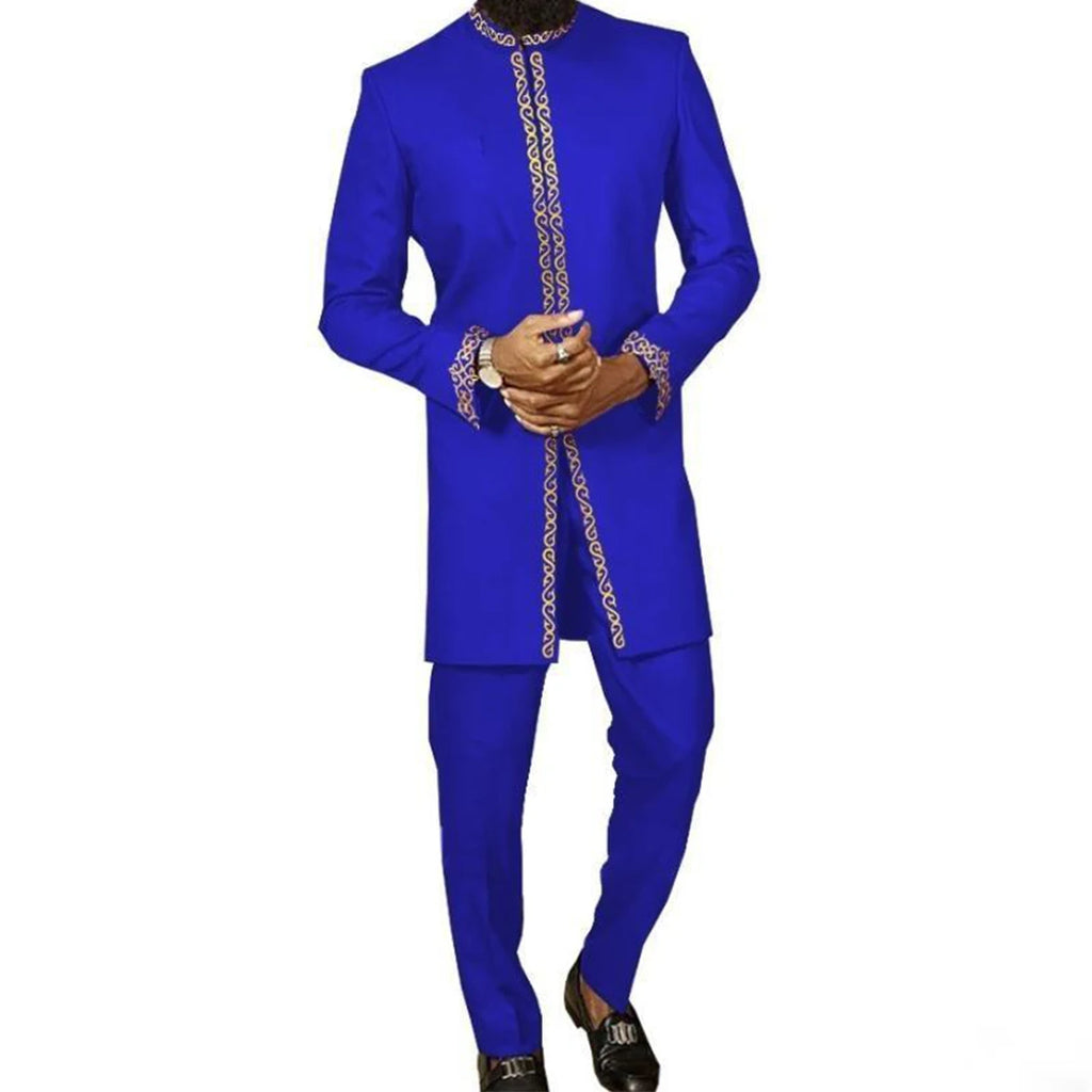 2025 New African Traditional Men's Suit Fashion Luxury Men's Suit Casual Loose Two Piece Set Holiday Wedding Men's Suit Kaftan