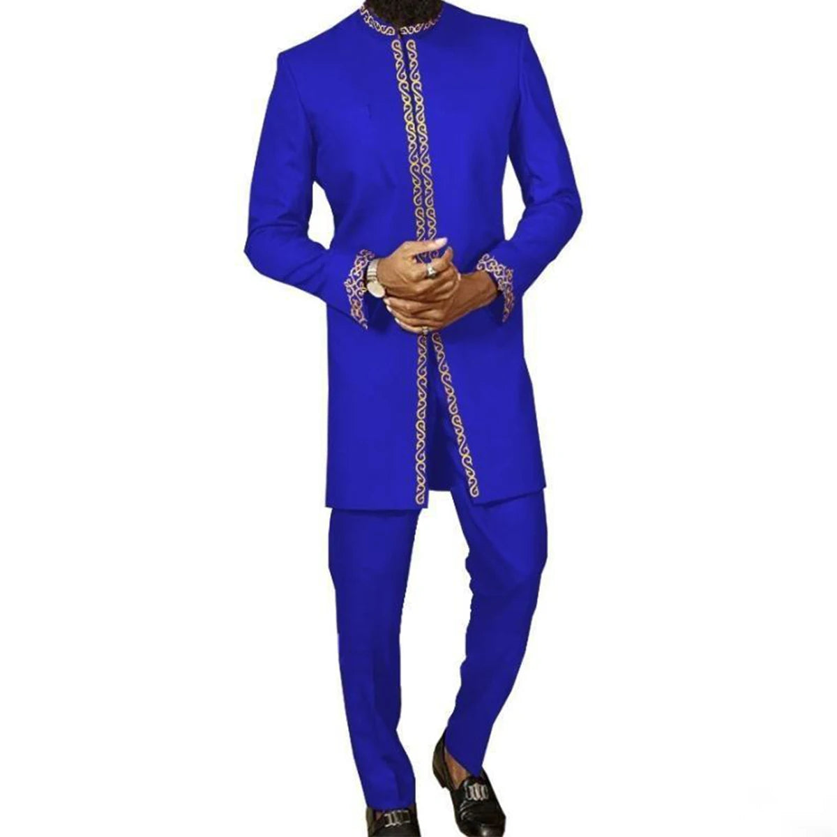 2025 New African Traditional Men's Suit Fashion Luxury Men's Suit Casual Loose Two Piece Set Holiday Wedding Men's Suit Kaftan