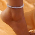 Beautiful Dazzling Cubic Zirconia Chain Anklet for Women Fashion Silver Color Ankle Bracelet Barefoot Sandals Foot Jewelry, match women's dress