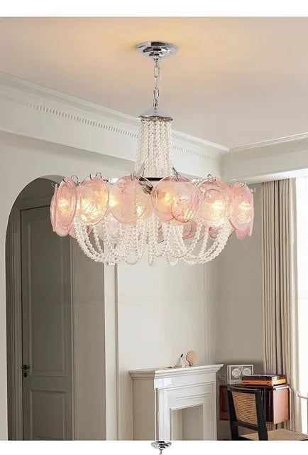 French Round  Murano Glass Chandelier led Pearl lamp for Living Dining Room Bedroom Kitchen Hanging Lamps indoor Hanging lamp