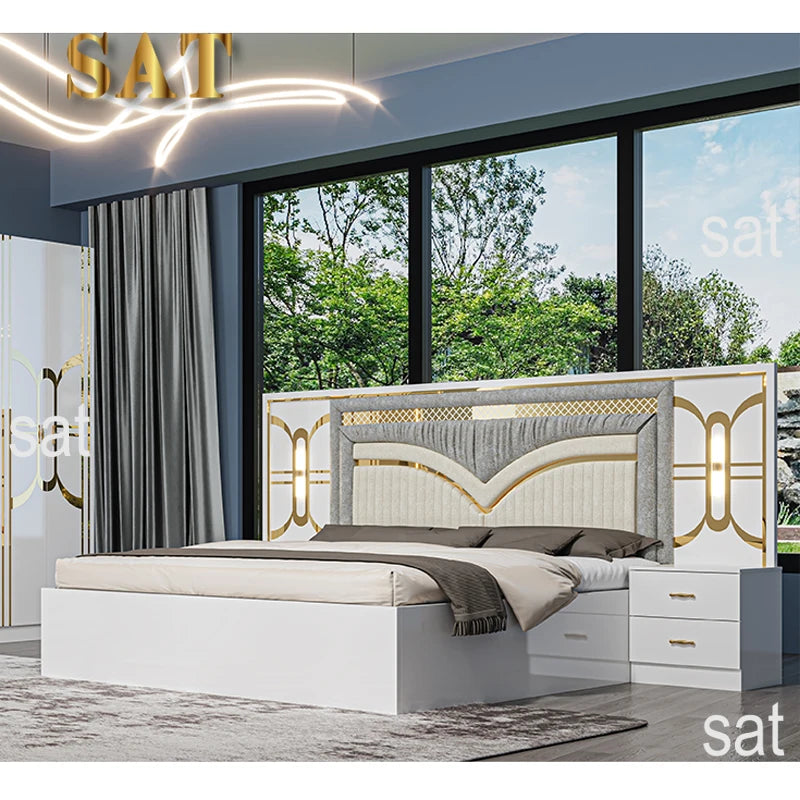 Simple Modern King Room Full Set Home Du Luxury Wood Frame Bedroom Furniture Set