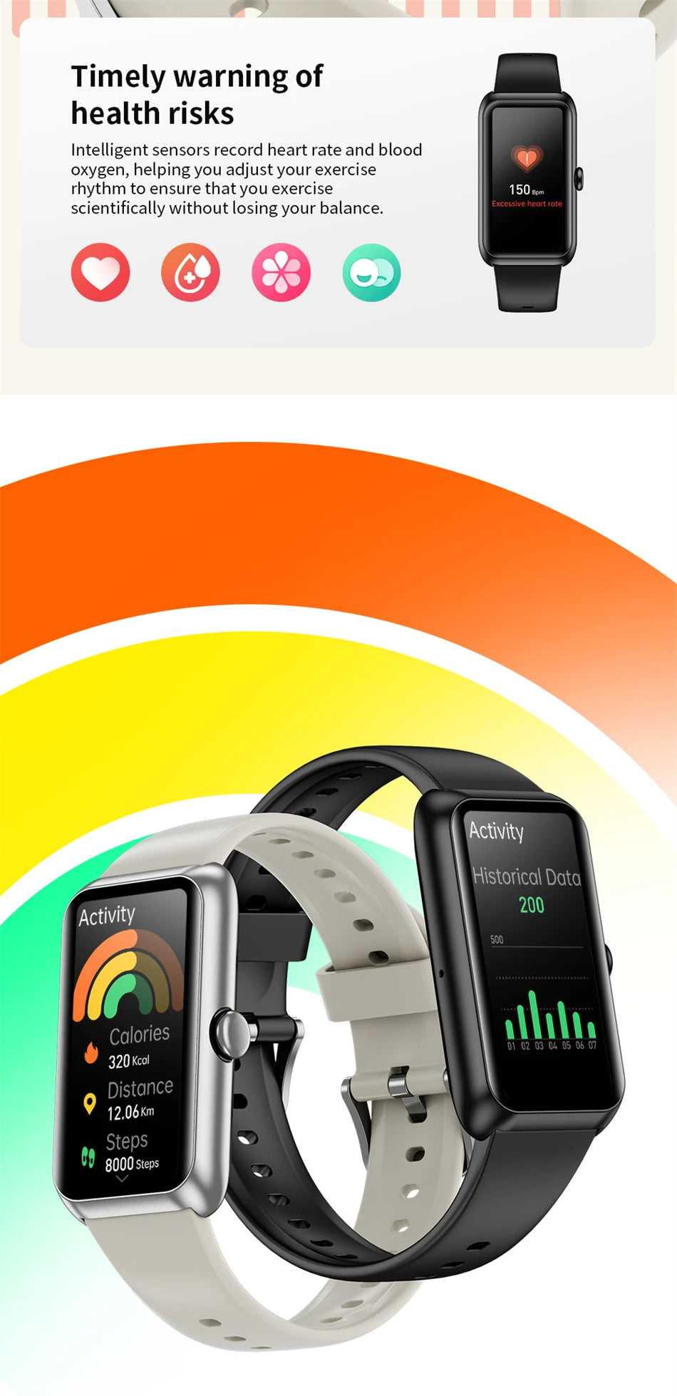 LIGE 1.47" Sports Band Fitness Tracker Watches for Women Men with Heart Rate Sleep Monitor IP68 Waterproof Pedometer Smart Watch