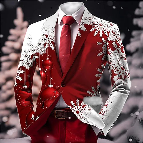 Christmas Outfit Men New Year Suit with Tie Long Sleeve Jacket Xmas Event Costume Fashion Carnival Party Coat Adult 2025 New