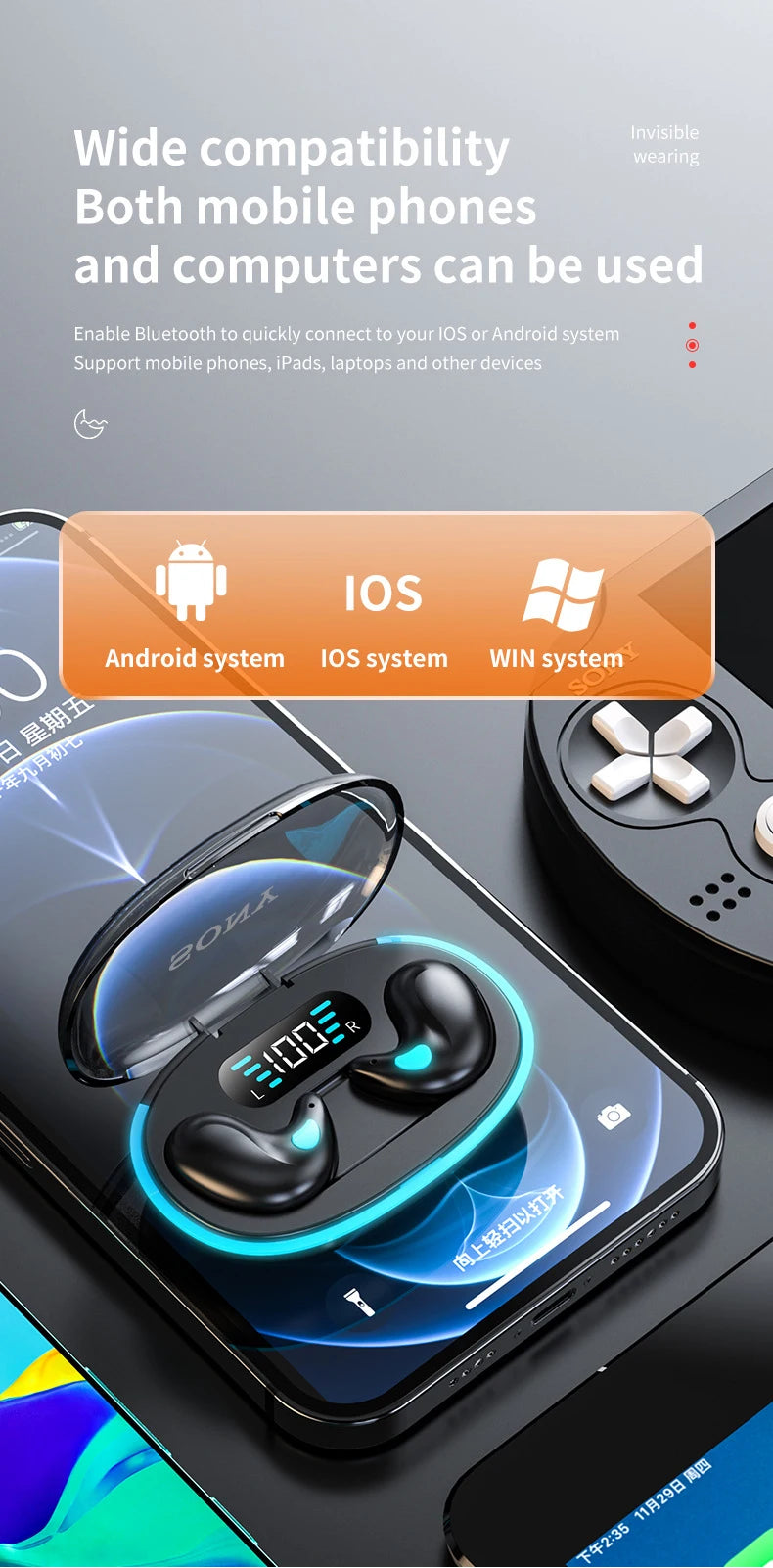 Original SONY X55 Wireless Sleep Earphone Noise Reduction Invisible Earphone Sleeping Headset Bluetooth Sport Headphones Earbuds