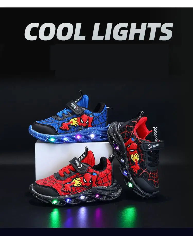 2023 New Spider-man Children's Shoes Boys Sneaker With Lights Spring Led Kids Boys Sports Children Shoes Casual