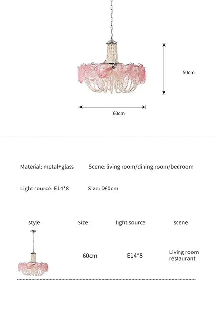 French Round  Murano Glass Chandelier led Pearl lamp for Living Dining Room Bedroom Kitchen Hanging Lamps indoor Hanging lamp