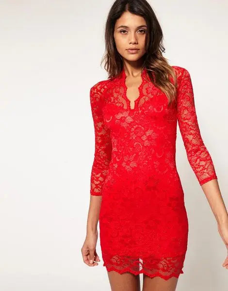 Women Lace Dress Casual Deep V Dresses 2025 Dress in Liquidation