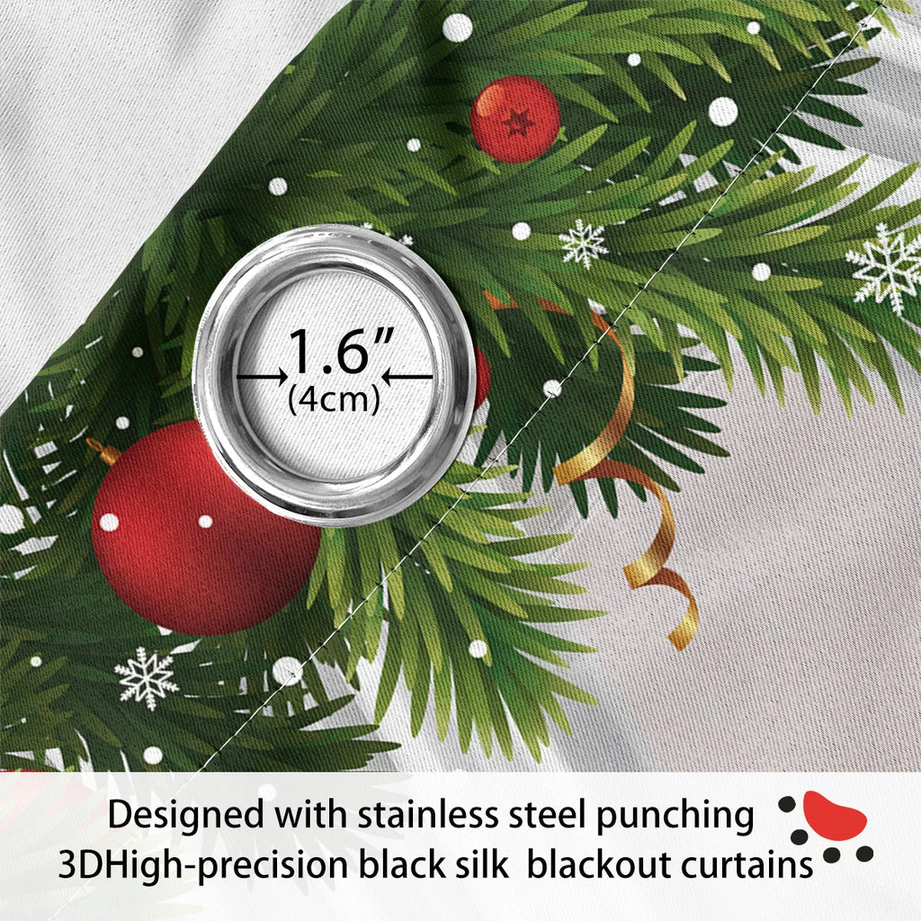 2pcs Christmas Teddy Bear Print Blackout Curtains Insulation Multiple Sizes Living Room Bedroom Decoration, Machine Washable