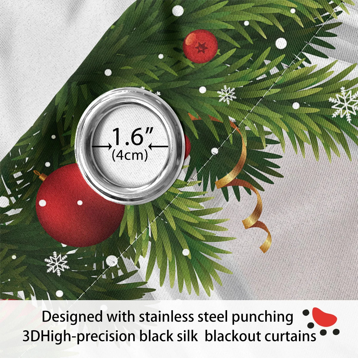 2pcs Christmas Teddy Bear Print Blackout Curtains Insulation Multiple Sizes Living Room Bedroom Decoration, Machine Washable