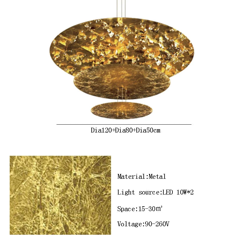 Machine Dela Luce Pendant Lamp Luxury Gold Ceiling Chandelier For Villa Living Room Restaurant LED Dining Room Disc Chandelier