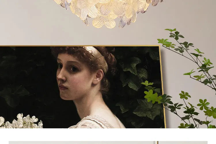 LED Glass Flower Pendant Light for Living Dining Room Bedroom Modern French Style Home Decoration Hanging Lamp E14
