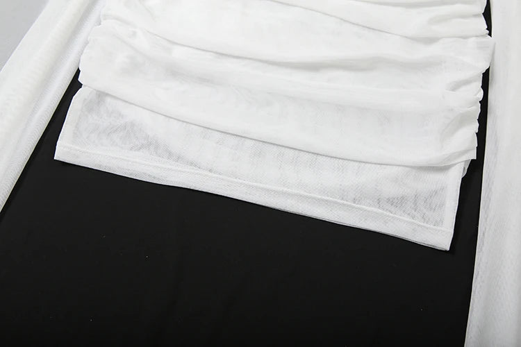 sisterlinda Coquette Sexy Patchwork Dress Women See Through Swing Neck Sleeveless Skinny Midnight Party Clubwear Mini Bodycon