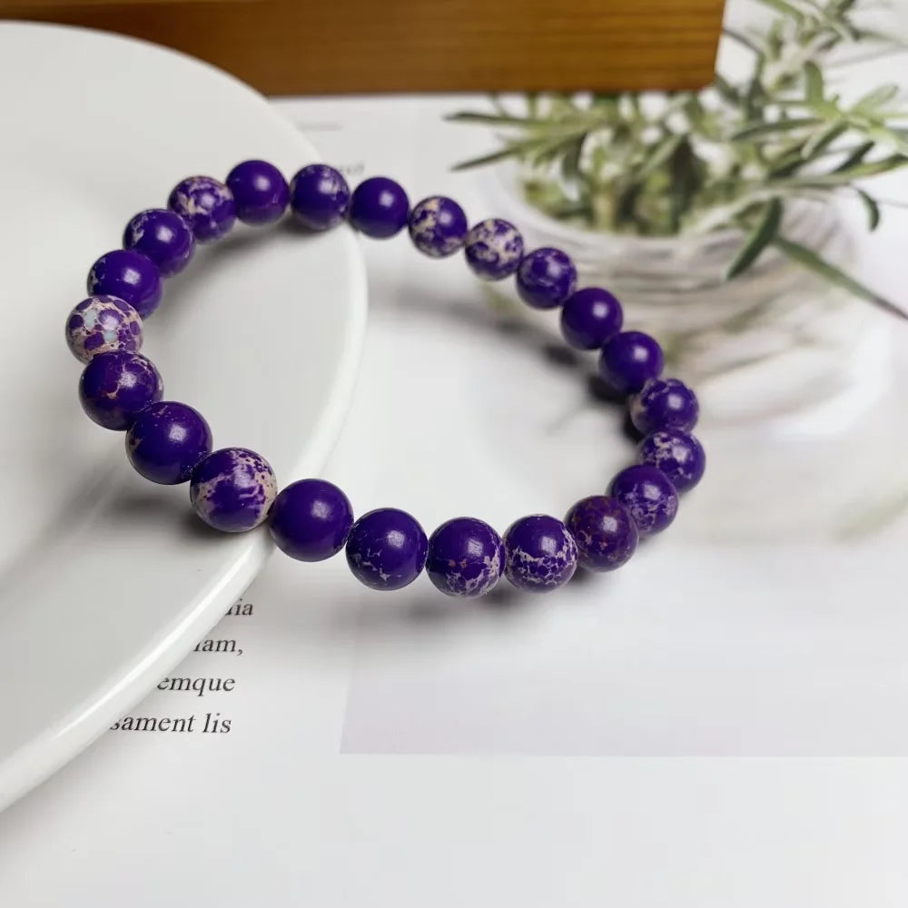 Natural Stone Round Beads Bracelet Rose Quartz Chakra Healing Crystal Elastic Stretch Bangle For Women Men Jewelry Gift