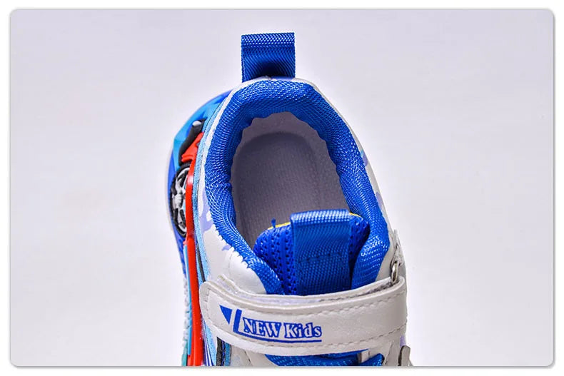 Spring Kids Shoes New Fashion Versatile Casual Shoe Anti Slip Cartoon Car Boy Shoe LED Lights Simple Trendy Sneakers Кроссовки