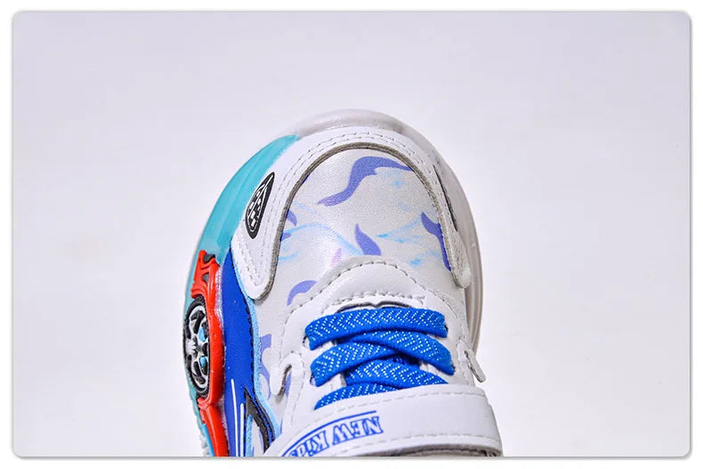 Spring Kids Shoes New Fashion Versatile Casual Shoe Anti Slip Cartoon Car Boy Shoe LED Lights Simple Trendy Sneakers Кроссовки