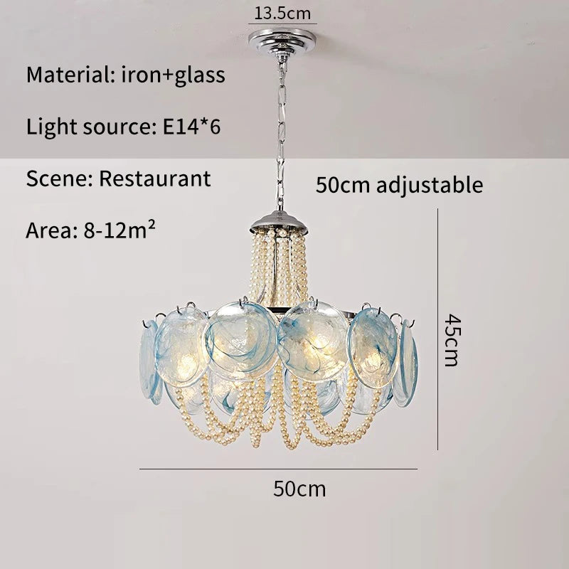French Round  Murano Glass Chandelier led Pearl lamp for Living Dining Room Bedroom Kitchen Hanging Lamps indoor Hanging lamp