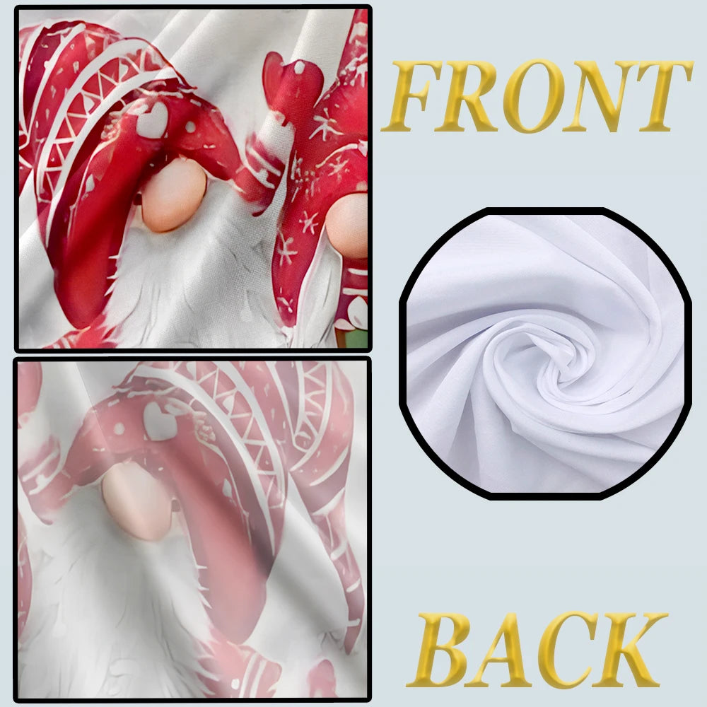 Christmas Flat Printing Curtain with Frosty Forest Christmas Gnome Christmas Bird For Christmas Home  Door Windows Decor Party