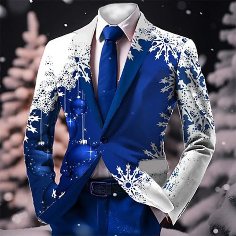 Christmas Outfit Men New Year Suit with Tie Long Sleeve Jacket Xmas Event Costume Fashion Carnival Party Coat Adult 2025 New