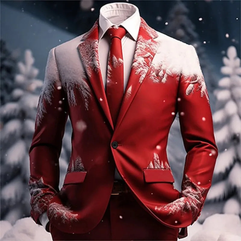 Christmas Outfit Men New Year Suit with Tie Long Sleeve Jacket Xmas Event Costume Fashion Carnival Party Coat Adult 2025 New