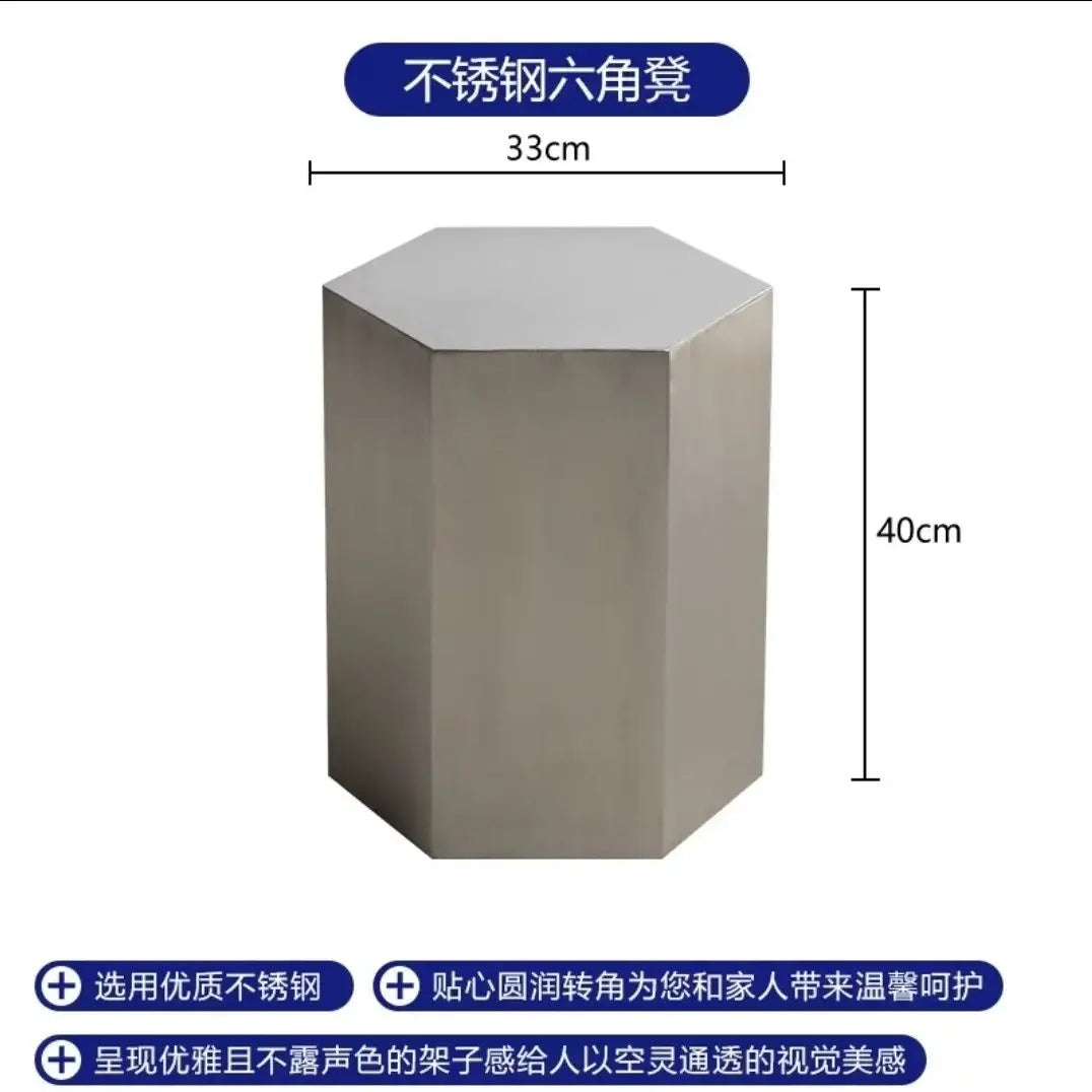 Nordic Creative Stainless Steel Dining Stool Home Light Luxury Living Room Sofa Side Table Balcony Storage Coffee Tables