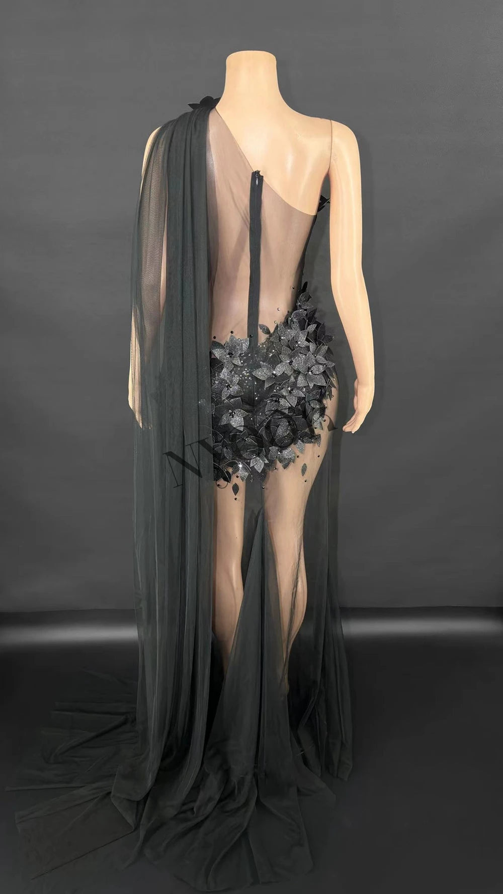 Sexy Sheer Tail Long Dress for Women Elegant Wedding Evening Prom Birthday Dress Photography Dress Singer Show Stage Wear