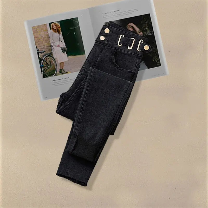 Women Spring/Summer New Matching Set 2026 Korean Elegant Striped Shirt Top+Jeans Two Piece Female Loose Blouse Denim Pants Suit