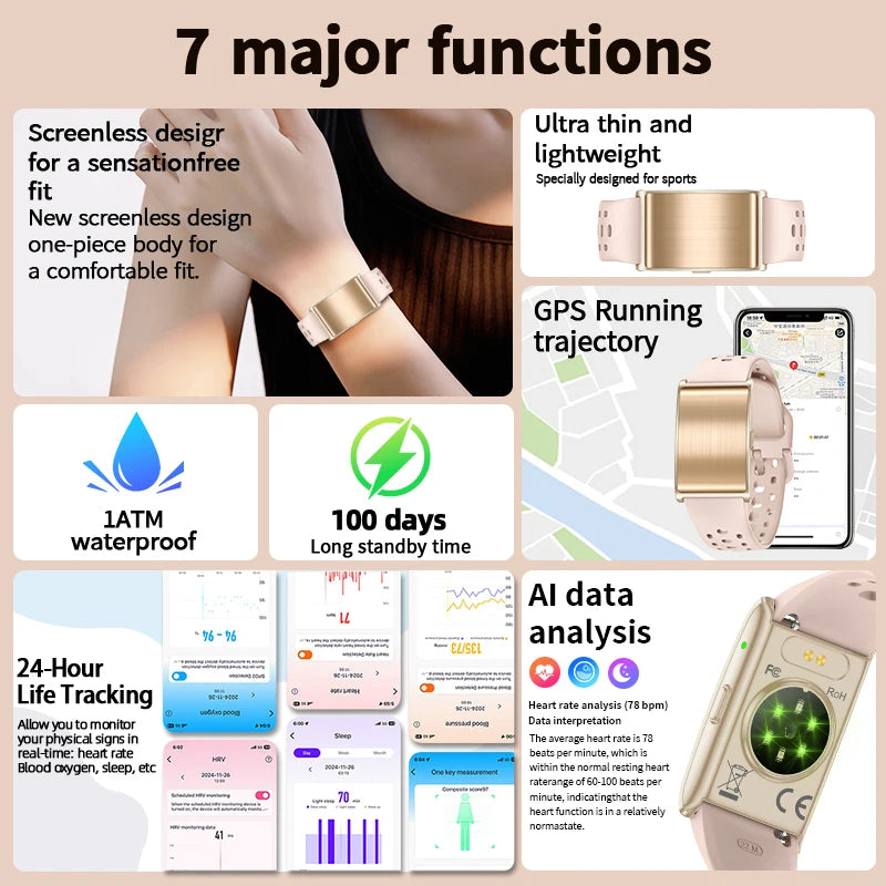 LIGE No Screen Smart Watch Woman Sports Outdoors Fitness Heart Rate Monitor 1ATM Waterproof New Smartwatch For Andrio IOS 2025