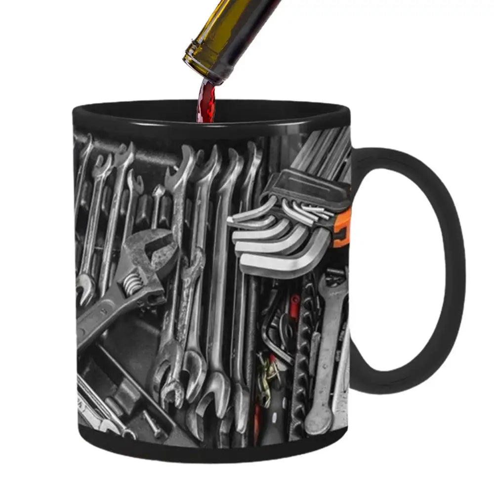 Mechanic Black Mug Black Ceramic Coffee Cup For Mechanics Large Toolbox Coffee Cup Tea Mug For Water Whiskey Soup Juice Wine