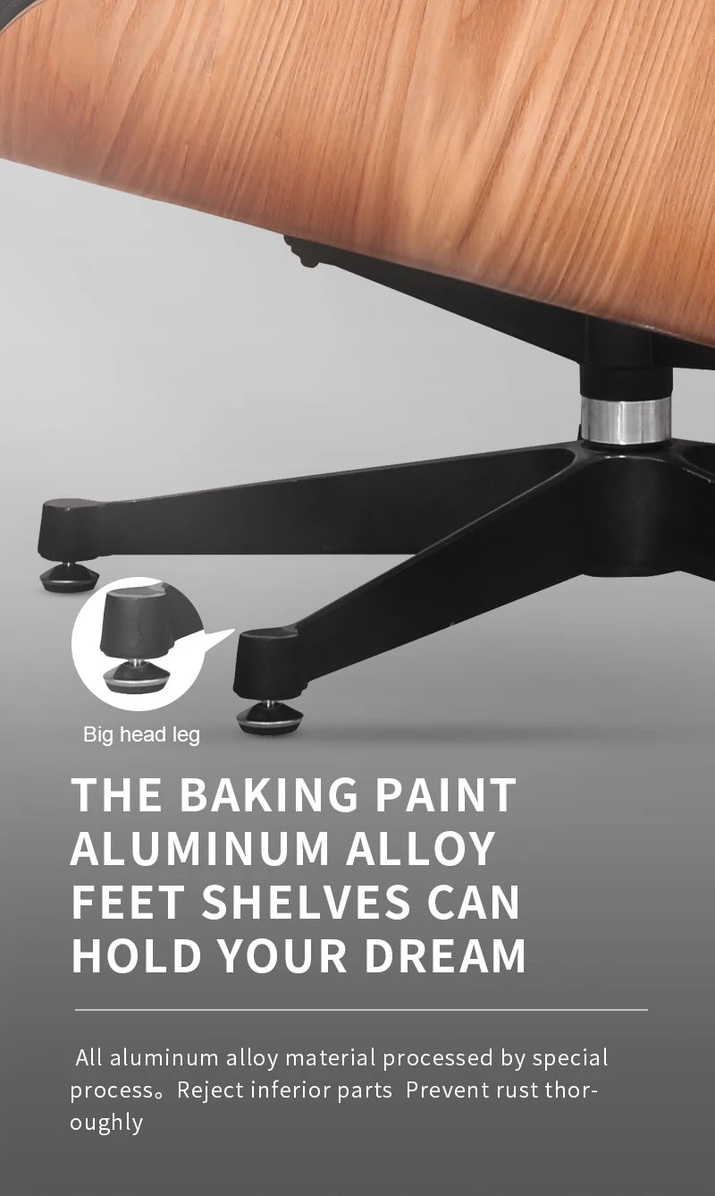 Top Layer Cowhide Classic Recliner Ottoman Light Rosewood Light   Walnut Armchair Swivel Lounge Chair Furniture Leisure Chair