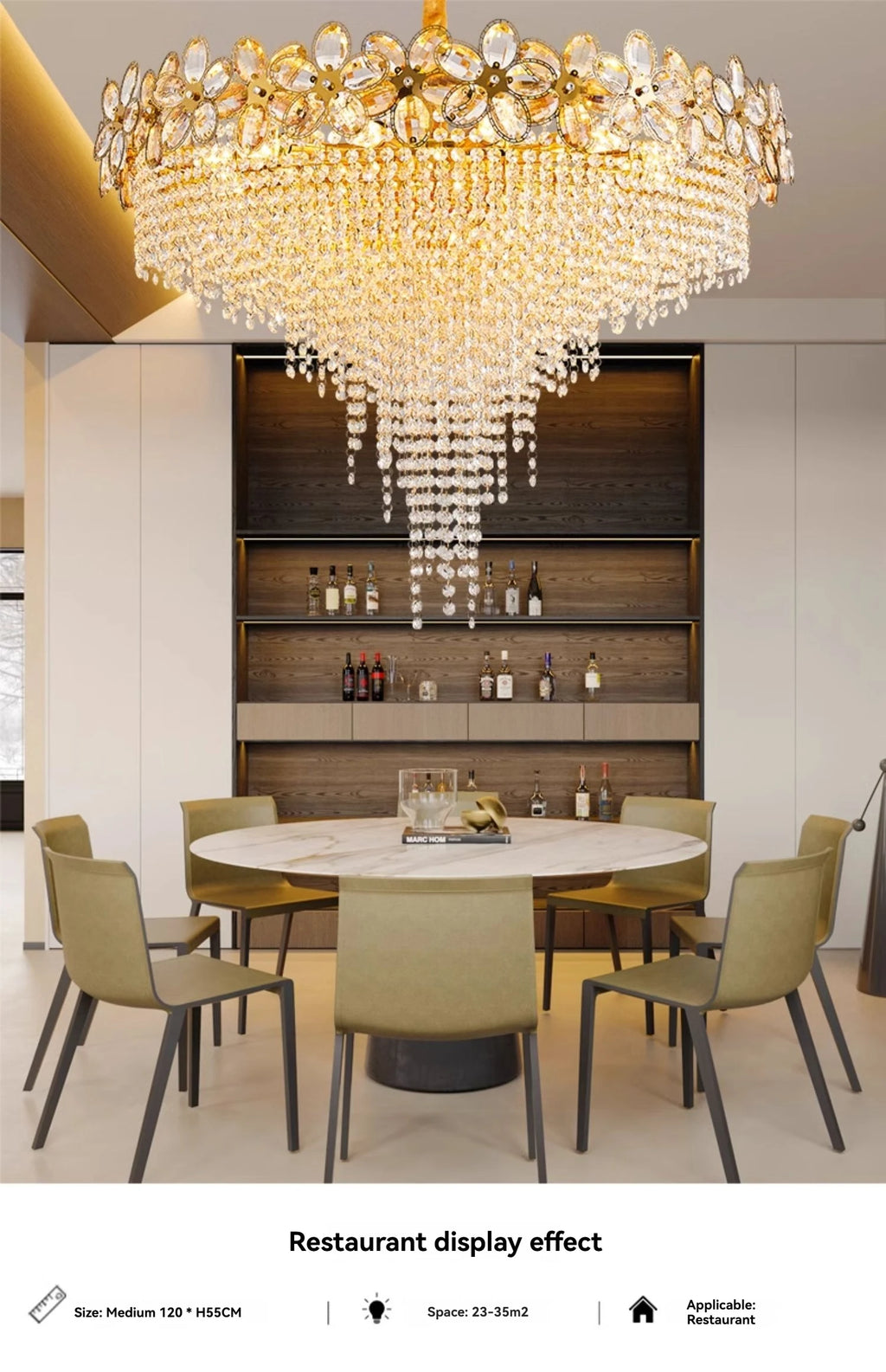 Modern Flower Crystal Tassel Chandelier Living Room Dining Room Gold Crystal Ceiling Pendant Lights Vila Lobby Lighting Fixtures